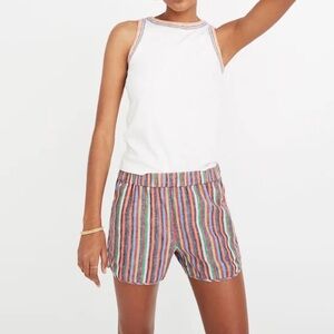 NWT MADEWELL Pull-On Shorts in Rainbow Stripe